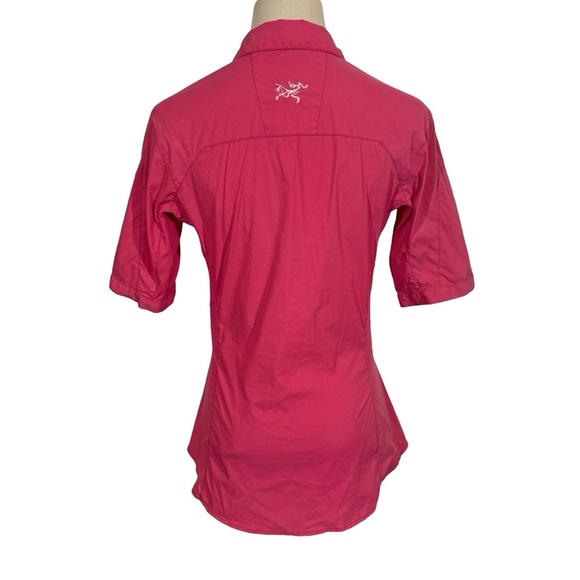 Arc’teryx Fernie Short Sleeve Nylon Snap Front Shirt in Pink Outdoors Hiking - Picture 3 of 16